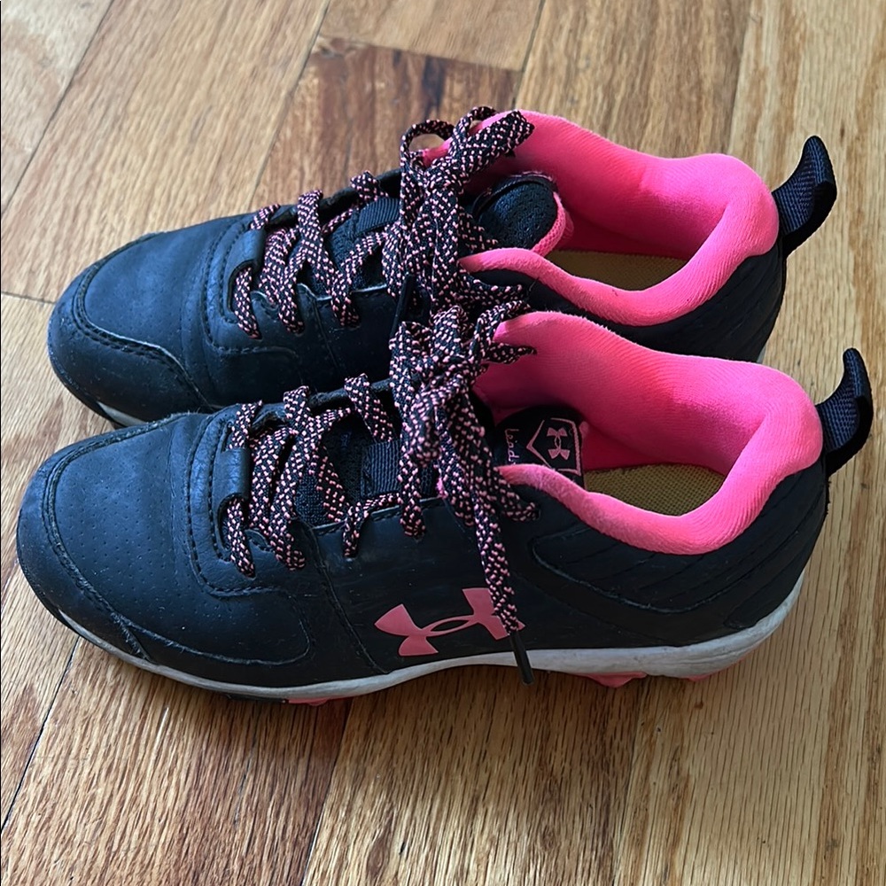 Under Armour Kids' Black and Pink Softball Cleats